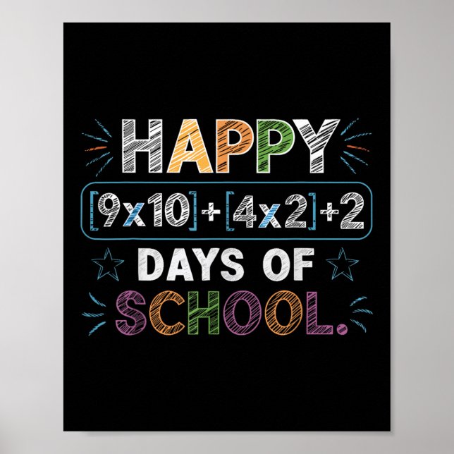 Happy 100 Days School Math Equation 100th Day Of S Poster (Front)