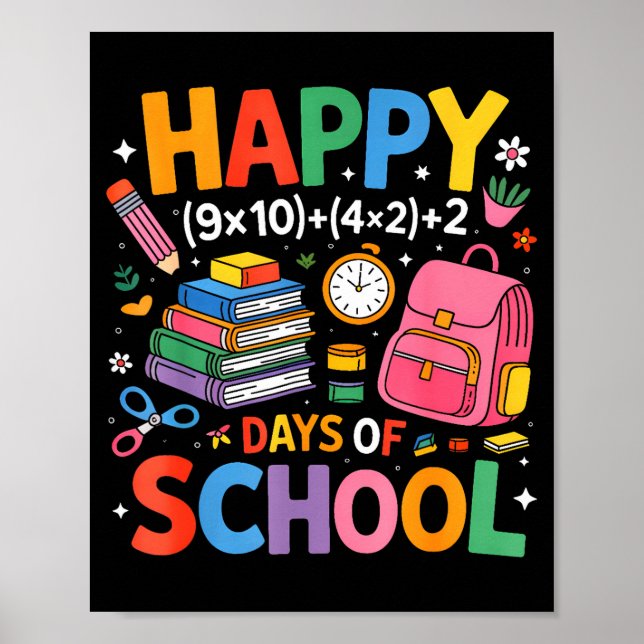 Happy 100 Days School Math Equation 100th Day Of S Poster (Front)