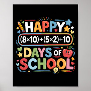 Happy 100 Days School Math Equation Cute 100th Day Poster