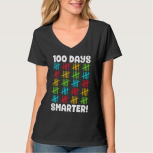 Happy 100 Days Smarter Colourful Tally Mark Back T T-Shirt