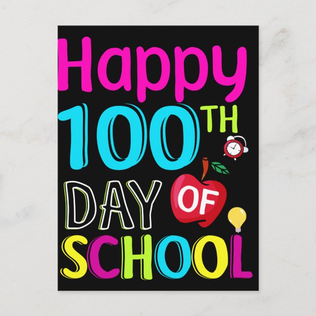 Happy-100-th-day-of-school Postcard (Front)