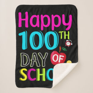 Happy-100-th-day-of-school Sherpa Blanket