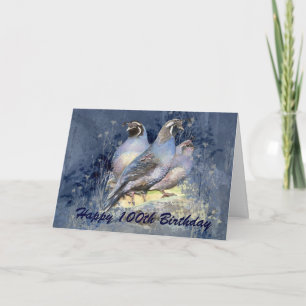 Happy 100th Birthday California Quail Bird Card