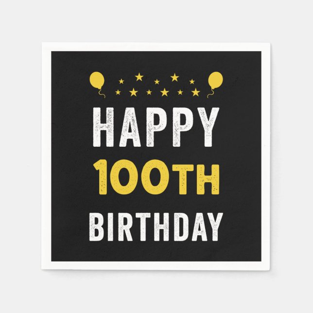 Happy 100th Birthday Centenarian Celebration Party Napkin (Front)