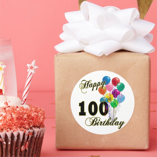 Happy 100th Birthday Banner & Circle Dots - Black & Gold Glitter Party Decorations, 60 Inches Long