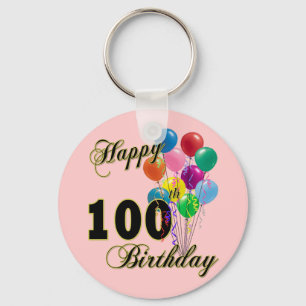 Happy 100th Birthday Gifts and Birthday Apparel Key Ring