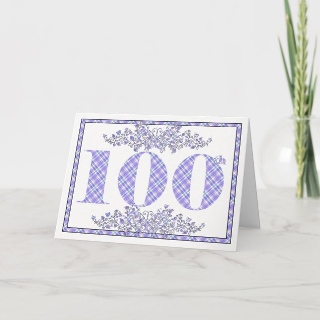Happy 100th Birthday gingham card (Front)