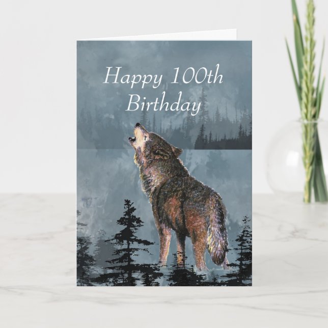 Happy 100th Birthday Howling Wolf You're Awesome Card (Front)