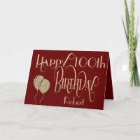 Happy 100th Birthday Name Gold Typography Burgundy