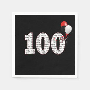 Happy 100th Birthday On Black Napkins