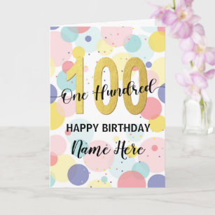 Happy 100th Birthday Pastel Rainbow Gold Girl Card