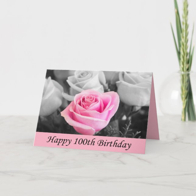 Happy 100th Birthday Rose Photography Card (Front)