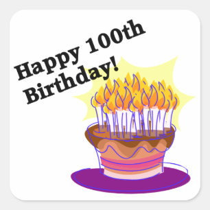 Happy 100th Birthday Square Sticker