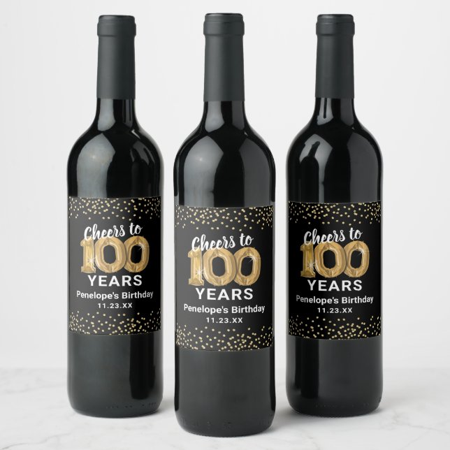 Happy 100th Birthday Wine Label (Bottles)