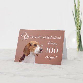 Happy 100th birthday, worried beagle card