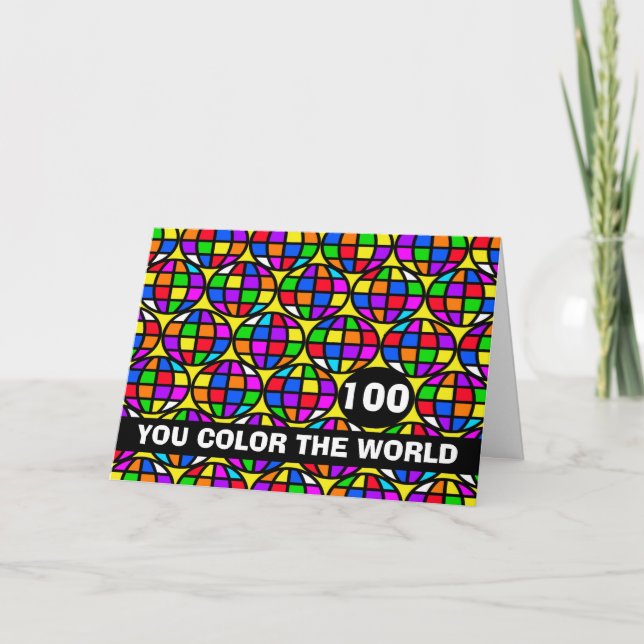 Happy 100th Birthday You Colour the World Card (Front)