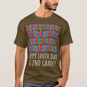 Happy 100th Crayon Of 2nd Grade 100 Days Of T-Shirt