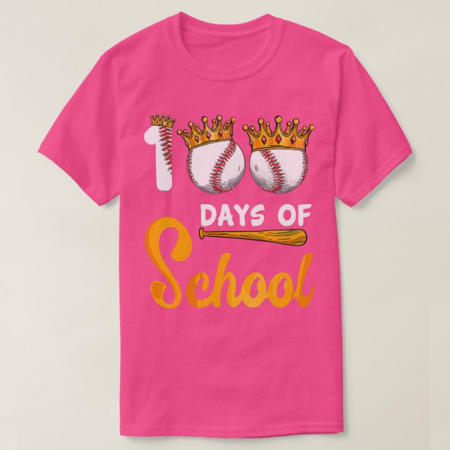 Happy 100th Day 100 Days of School Baseball Teache T-Shirt (Design Front)