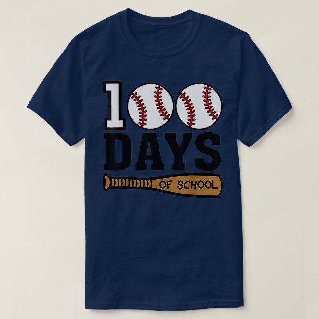Happy 100th Day 100 Days Of School Baseball Teache T-Shirt (Design Front)