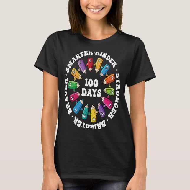 Happy 100th Day 100 Days Of School For Students T-Shirt (Front)