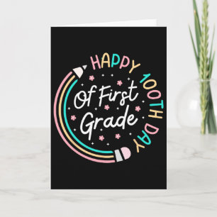 Happy 100th Day 1st Grade Retro 100 Days Of School Card