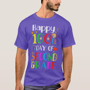 Happy 100th Day 2nd Grade Drawing Crayon Student T-Shirt