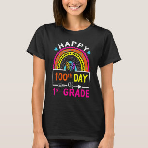 Happy 100th Day Of 1st Grade Student Teacher Rainb T-Shirt