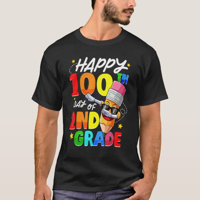 Happy 100th Day of 2nd Grade 100 Days Smarter Dabb T-Shirt (Front)