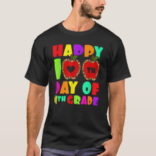 Happy 100th Day Of 4th Grade Leopard Teacher Fourt T-Shirt