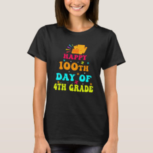 Happy 100th Day of 4th Grade Teacher Student Retro T-Shirt
