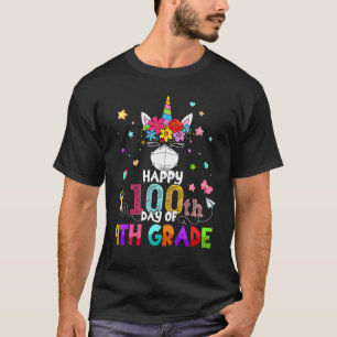 Happy 100th Day Of 4th Grade Unicorn Face Mask Tea T-Shirt