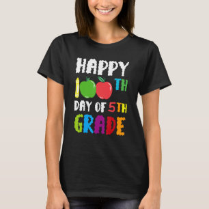 Happy 100th Day Of 5th Grade Apple Food fruit T-Shirt