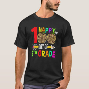 Happy 100th Day Of 9th Grade Leopard Print Teacher T-Shirt
