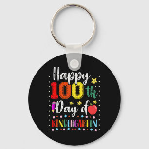 Happy 100th Day Of Kindergarten Colourful Teacher Key Ring