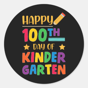 Happy 100th Day Of Kindergarten Cute School Studen Classic Round Sticker