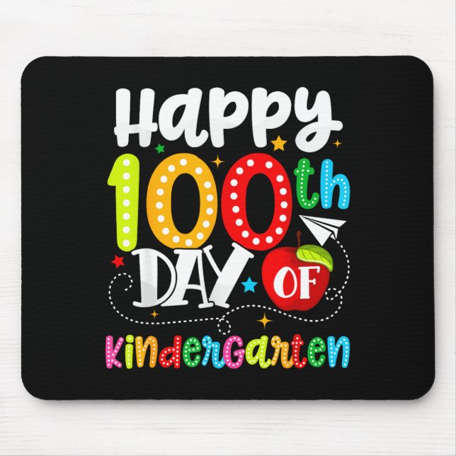 Happy 100th Day Of Kindergarten Funny Teachers Stu Mouse Mat (Front)