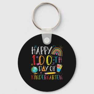Happy 100th Day Of Kindergarten Kids Teacher Rainb Key Ring