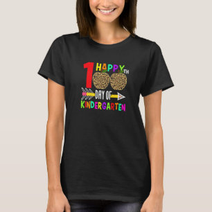 Happy 100th Day Of Kindergarten Leopard Teacher 10 T-Shirt
