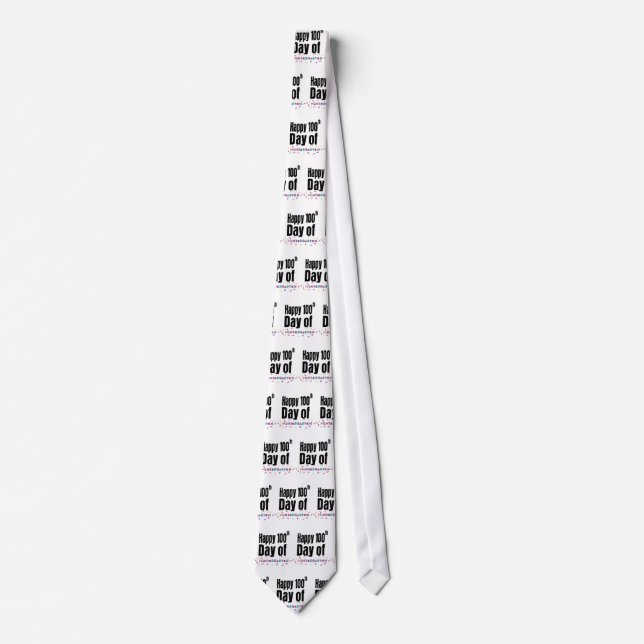 Happy 100th Day of Kindergarten School Teacher Tie (Front)