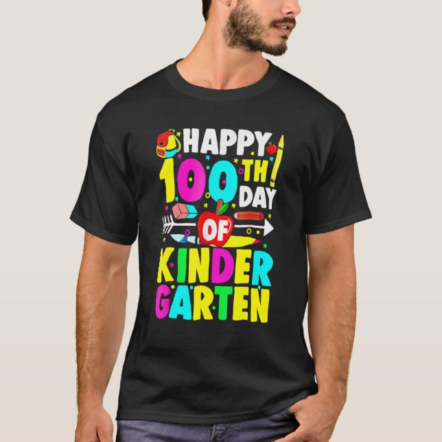 Happy 100th Day Of Kindergarten Student 100 Days O T-Shirt (Front)
