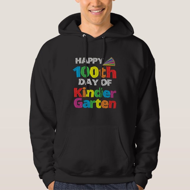 Happy 100th Day of Kindergarten Student retro shir Hoodie (Front)