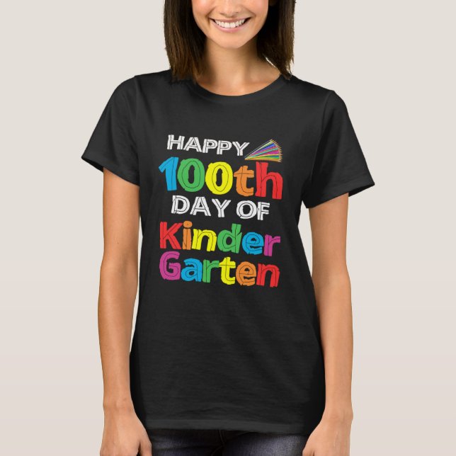 Happy 100th Day of Kindergarten Student retro shir T-Shirt (Front)