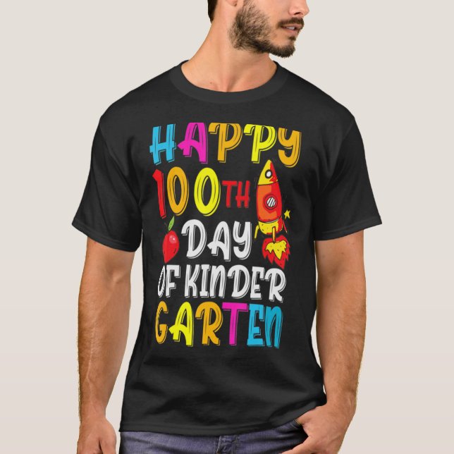 Happy 100th Day Of Kindergarten Teacher Student 5 T-Shirt (Front)