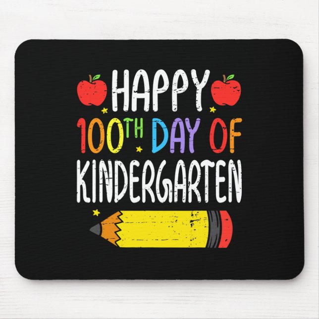 Happy 100th Day Of Kindergarten Teacher Students 1 Mouse Mat (Front)