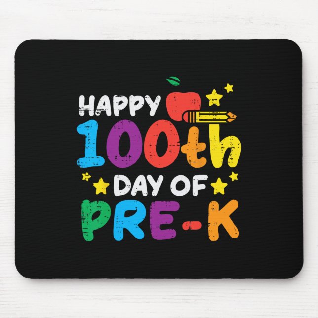 Happy 100th Day Of Pre K Apple 100 Days School Tea Mouse Mat (Front)