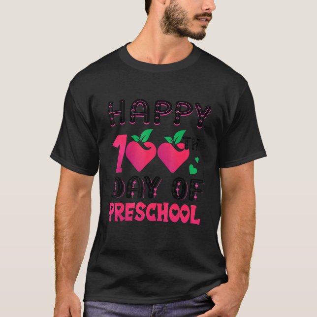 Happy 100th Day Of Pre School Cute Teacher Valenti T-Shirt (Front)