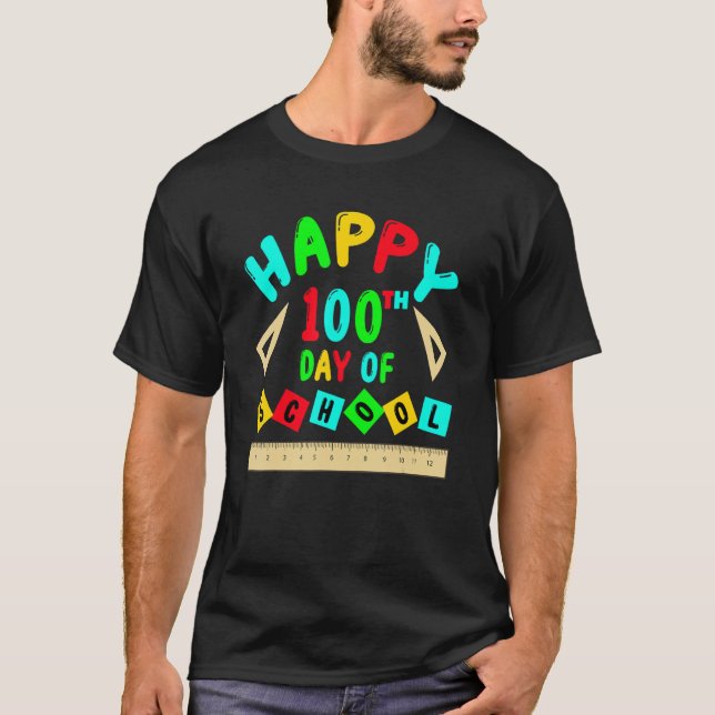 Happy 100th Day Of School 100 Days Cute Students B T-Shirt (Front)