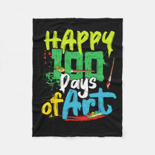 Happy 100th Day Of School 100 Days Of Art Teacher Fleece Blanket