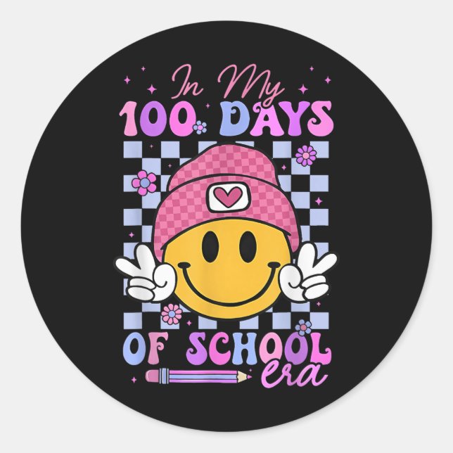 Happy 100th Day Of School 100 Days Of School Teach Classic Round Sticker (Front)