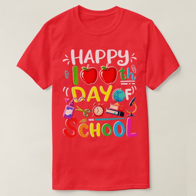 Happy 100th Day of School 100 Days of School Teach T-Shirt (Design Front)